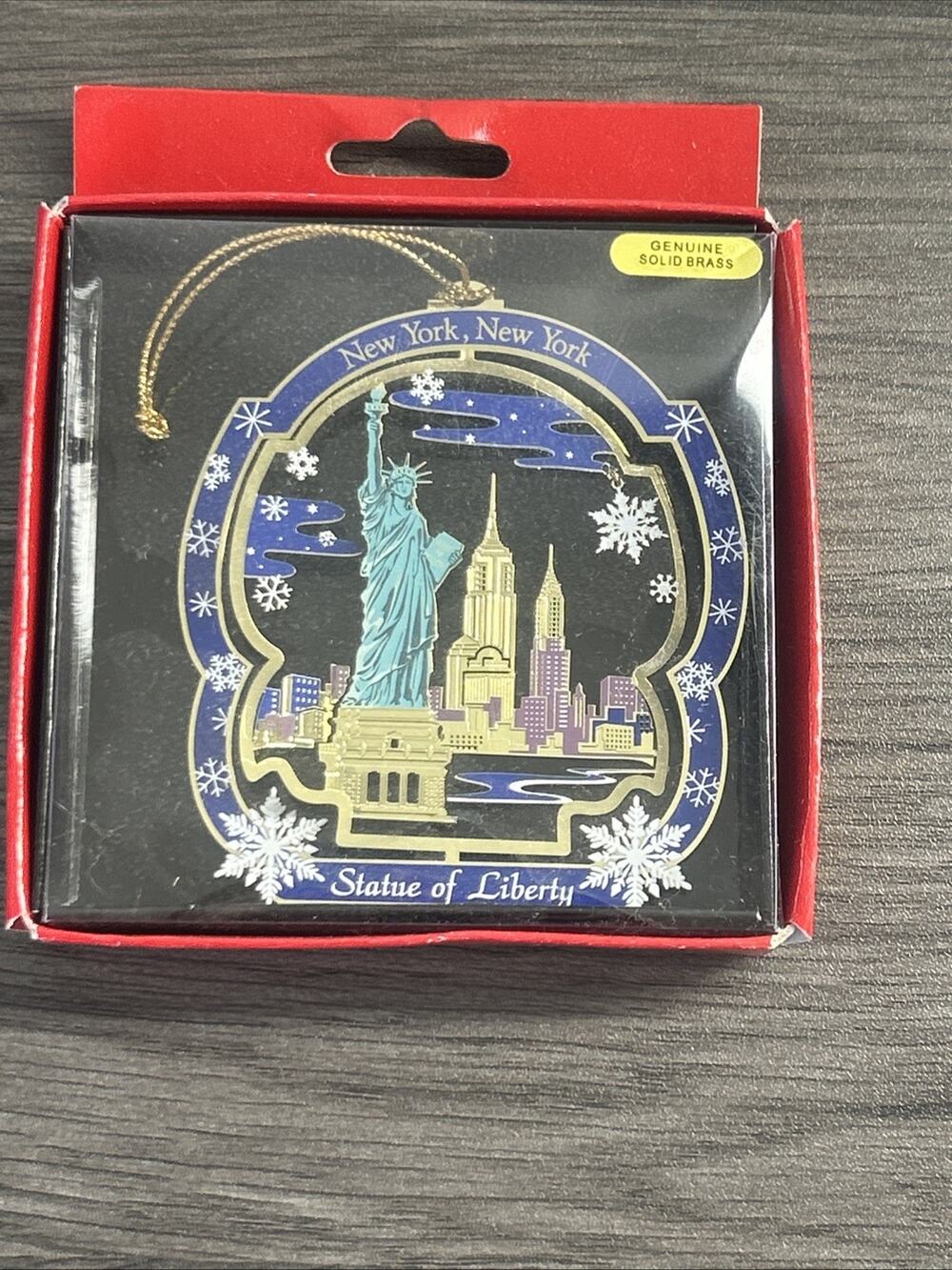 Statue of Liberty Nations Treasures Solid Brass Christmas Ornament NYC 3" VTG